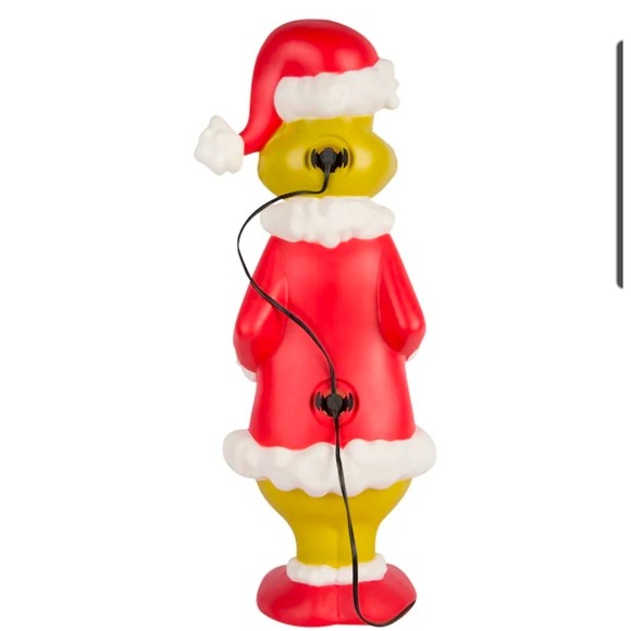 Grinch Christmas Yard Decoration Lighted Santa Hat Snowflake Ornament Blow Mold - Picture 5 of 6